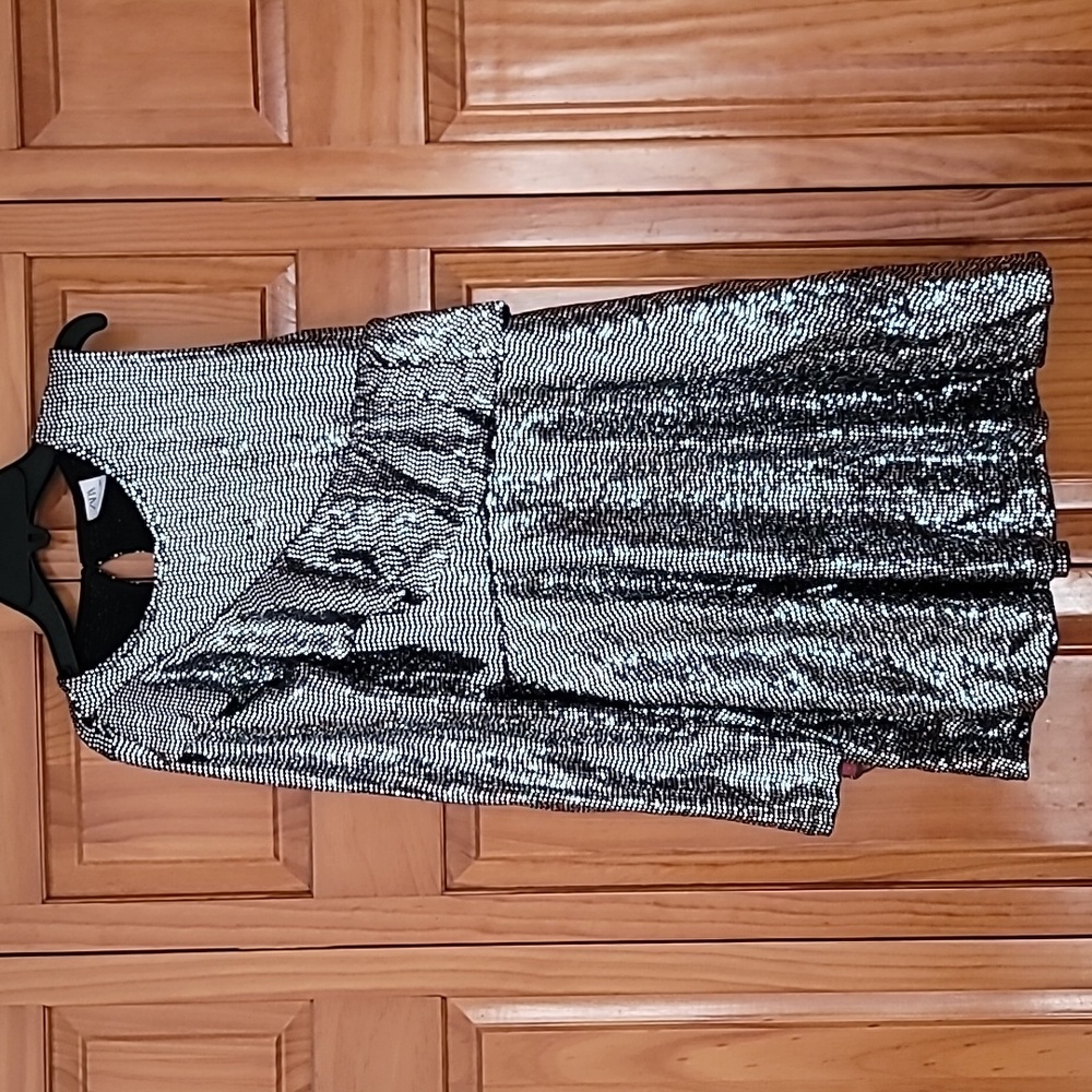 Zara silver asymmetrical dress zise 13-14